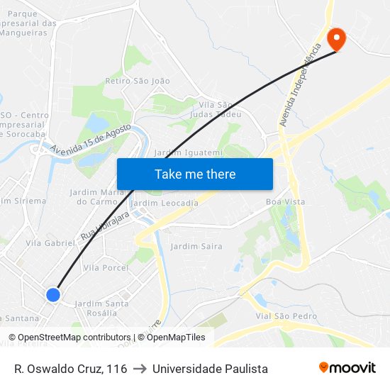 R. Oswaldo Cruz, 116 to Universidade Paulista map