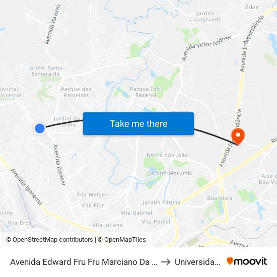 Avenida Edward Fru Fru Marciano Da Silva - Auto Escola Conquista to Universidade Paulista map