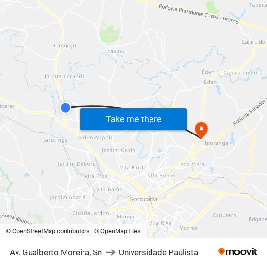 Av. Gualberto Moreira, Sn to Universidade Paulista map