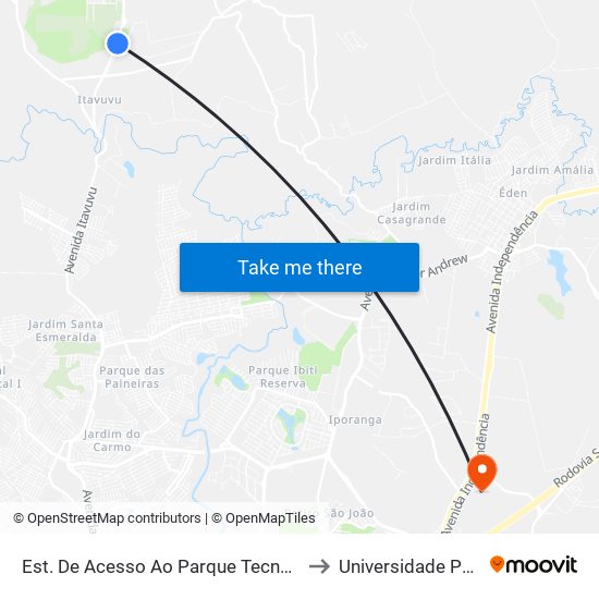 Est. De Acesso Ao Parque Tecnológico, Sn to Universidade Paulista map