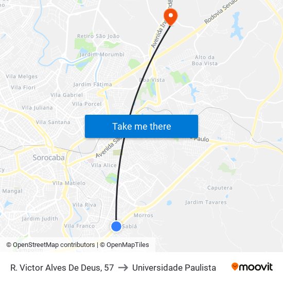 R. Victor Alves De Deus, 57 to Universidade Paulista map