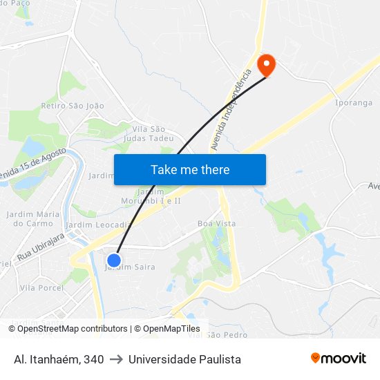 Al. Itanhaém, 340 to Universidade Paulista map