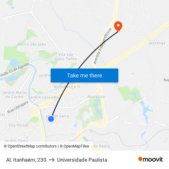 Al. Itanhaém, 230 to Universidade Paulista map