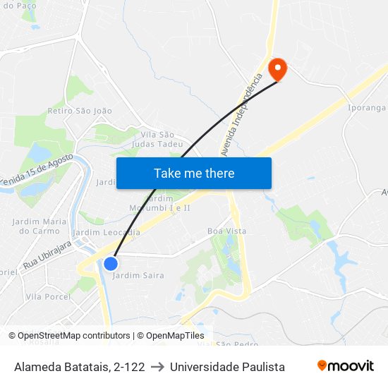 Alameda Batatais, 2-122 to Universidade Paulista map