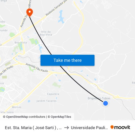 Est. Sta. Maria (  José Sarti ) , 700 to Universidade Paulista map