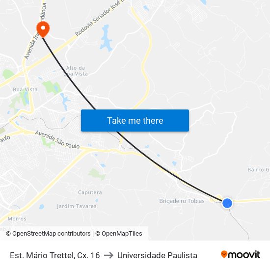 Est. Mário Trettel, Cx. 16 to Universidade Paulista map