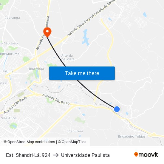 Est. Shandri-Lá, 924 to Universidade Paulista map