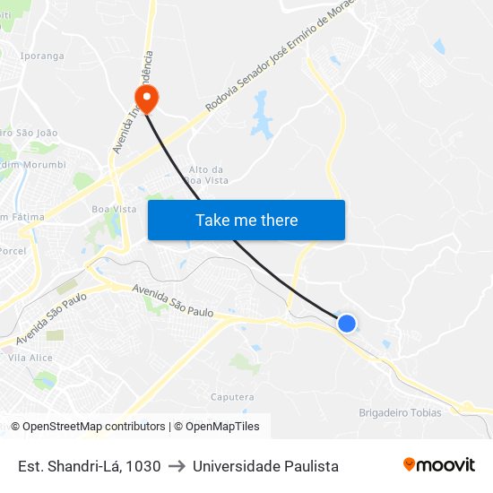 Est. Shandri-Lá, 1030 to Universidade Paulista map