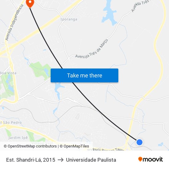 Est. Shandri-Lá, 2015 to Universidade Paulista map