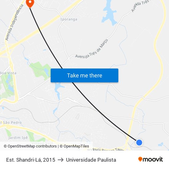 Est. Shandri-Lá, 2015 to Universidade Paulista map