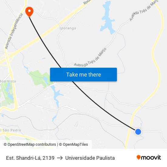 Est. Shandri-Lá, 2139 to Universidade Paulista map