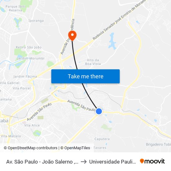 Av. São Paulo - João Salerno , Sn to Universidade Paulista map