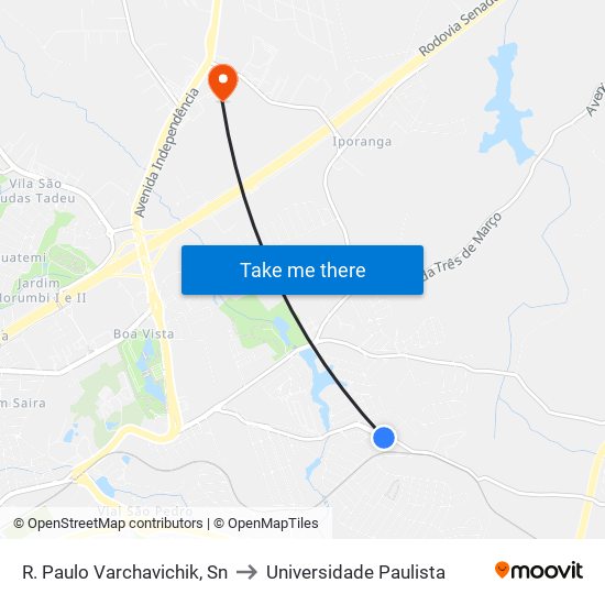 R. Paulo Varchavichik, Sn to Universidade Paulista map