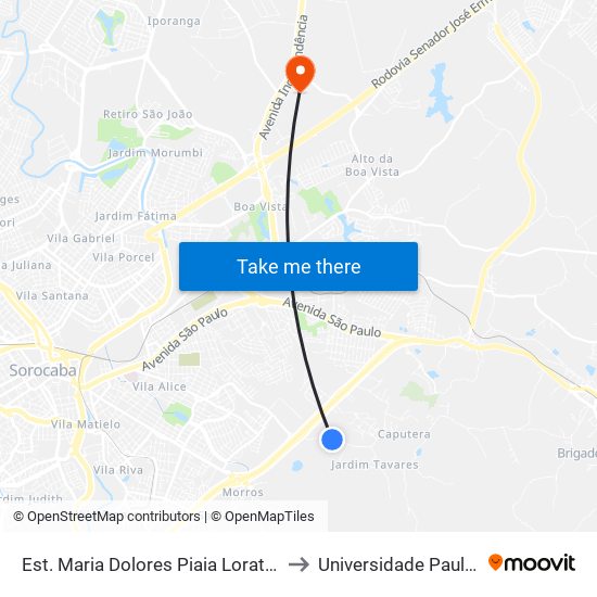 Est. Maria Dolores Piaia Lorato, Sn to Universidade Paulista map