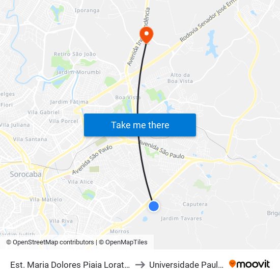 Est. Maria Dolores Piaia Lorato, Sn to Universidade Paulista map
