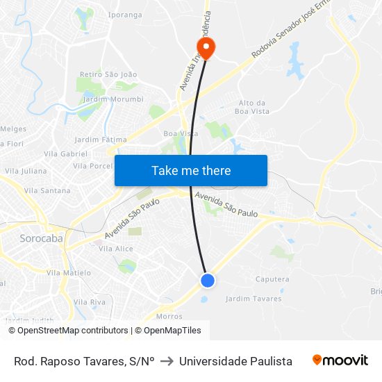 Rod. Raposo Tavares, S/Nº to Universidade Paulista map