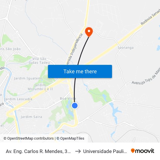 Av. Eng. Carlos R. Mendes,  3040 to Universidade Paulista map
