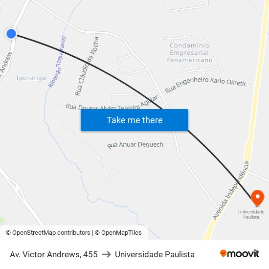 Av. Victor Andrews, 455 to Universidade Paulista map