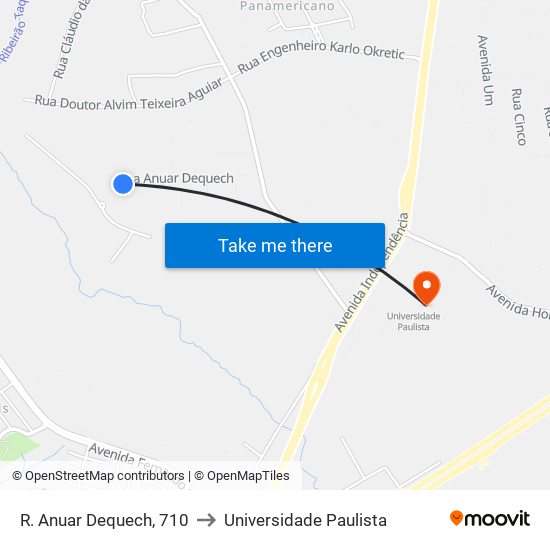 R. Anuar Dequech,   710 to Universidade Paulista map