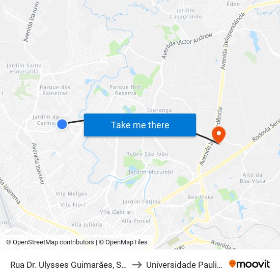 Rua  Dr. Ulysses Guimarães, S/Nº to Universidade Paulista map