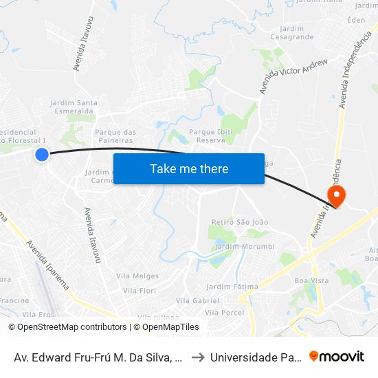 Av. Edward Fru-Frú M. Da Silva, Nº 1170. to Universidade Paulista map