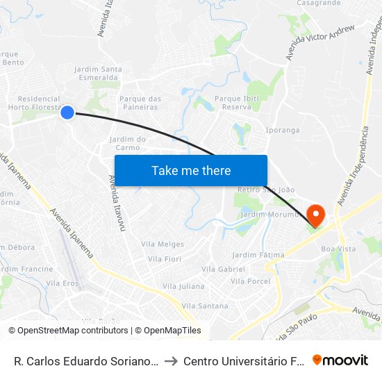 R. Carlos Eduardo Soriano, 1992 to Centro Universitário Facens map