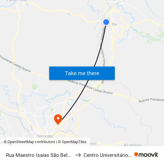 Rua Maestro Isaías São Belcufiné, 260 to Centro Universitário Facens map