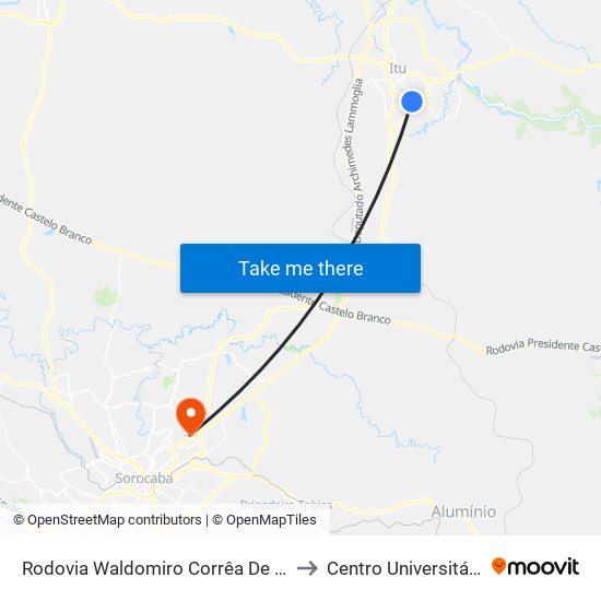 Rodovia Waldomiro Corrêa De Camargo, 2-144 to Centro Universitário Facens map