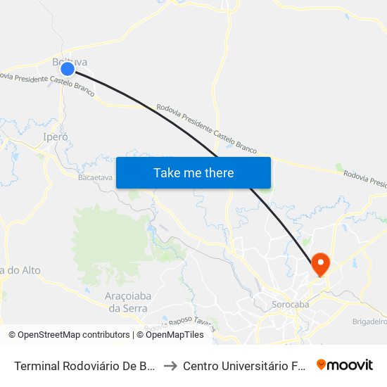Terminal Rodoviário De Boituva to Centro Universitário Facens map