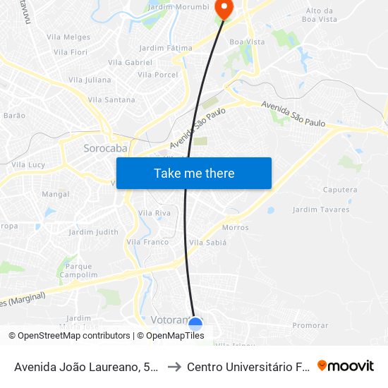 Avenida João Laureano, 501-587 to Centro Universitário Facens map