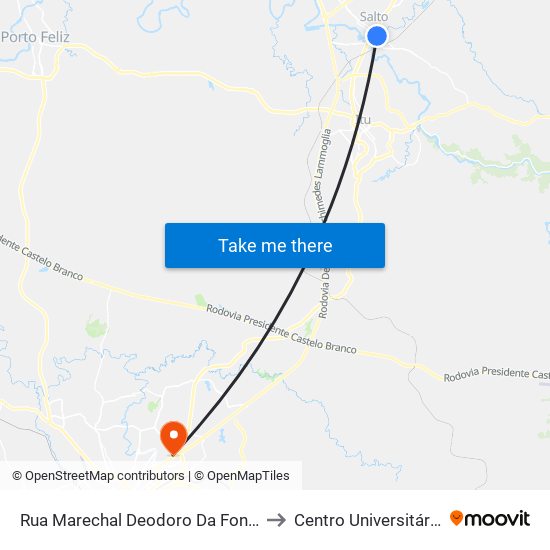 Rua Marechal Deodoro Da Fonseca, 466-556 to Centro Universitário Facens map