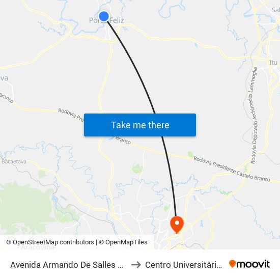 Avenida Armando De Salles Oliveira, 383 to Centro Universitário Facens map