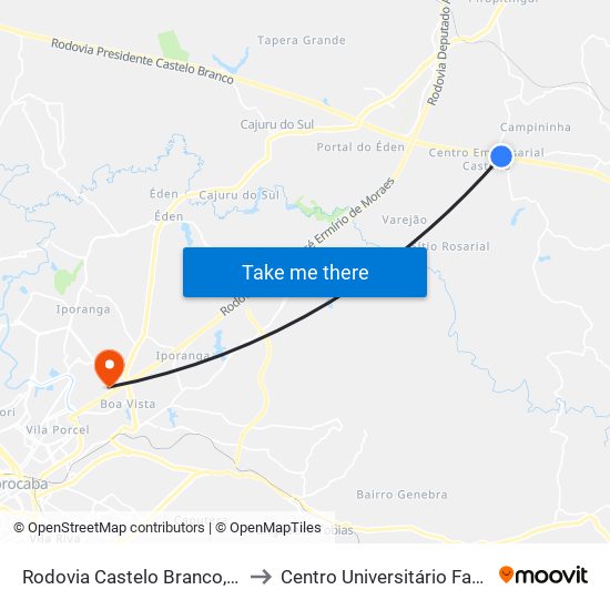 Rodovia Castelo Branco, 463 to Centro Universitário Facens map