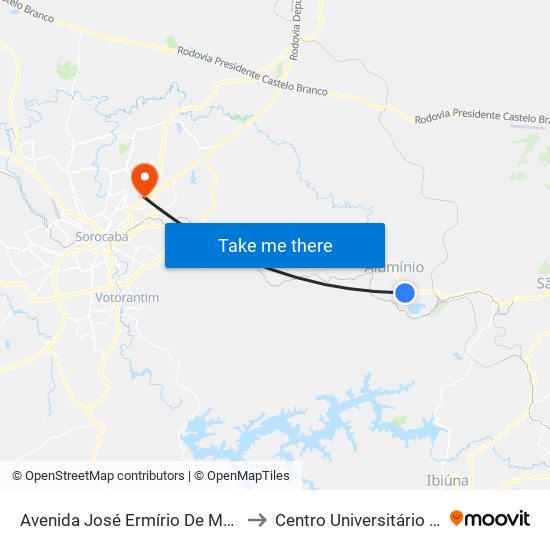 Avenida José Ermírio De Moraes, 41 to Centro Universitário Facens map
