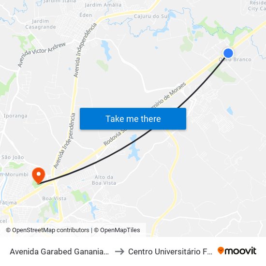 Avenida Garabed Gananiam, 296 to Centro Universitário Facens map