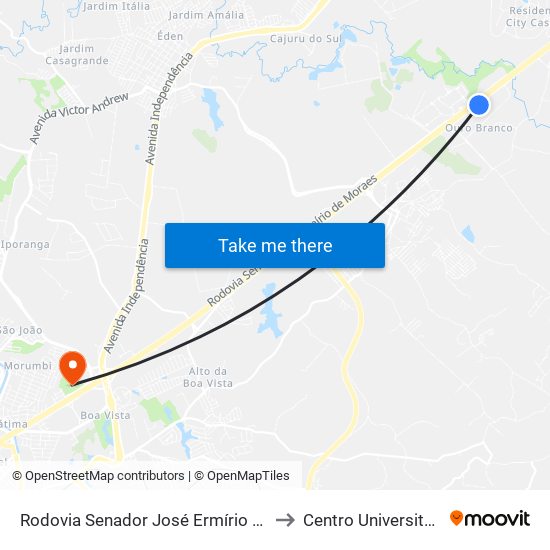 Rodovia Senador José Ermírio De Moraes, 11680 to Centro Universitário Facens map