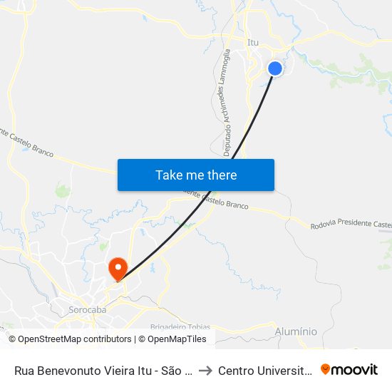 Rua Benevonuto Vieira Itu - São Paulo 13304 Brasil to Centro Universitário Facens map