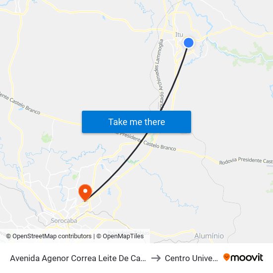 Avenida Agenor Correa Leite De Campos Itu - São Paulo 13303 Brasil to Centro Universitário Facens map