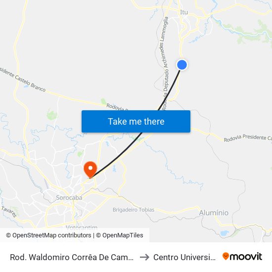 Rod. Waldomiro Corrêa De Camargo 99 Itu - SP Brasil to Centro Universitário Facens map