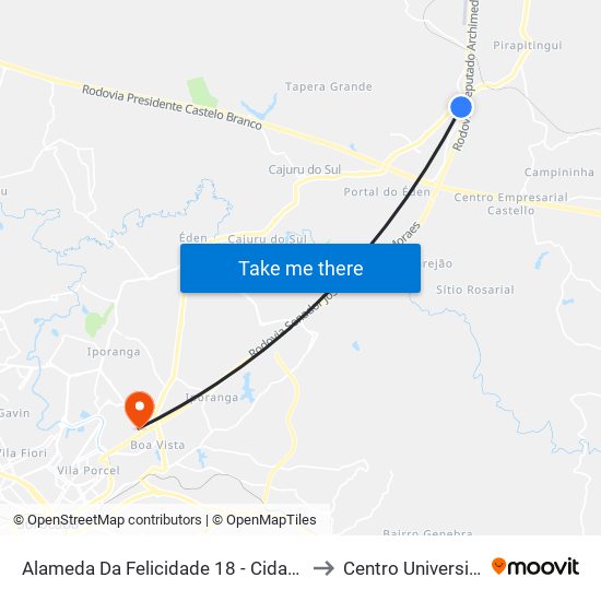 Alameda Da Felicidade 18 - Cidade Nova I Itu - SP Brasil to Centro Universitário Facens map