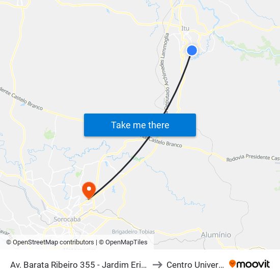 Av. Barata Ribeiro 355 - Jardim Eridano Itu - SP 13306-220 Brasil to Centro Universitário Facens map