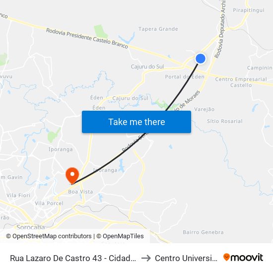Rua Lazaro De Castro 43 - Cidade Nova I Itu - SP Brasil to Centro Universitário Facens map