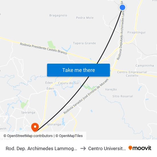 Rod. Dep. Archimedes Lammoglia 810 Itu - SP Brasil to Centro Universitário Facens map