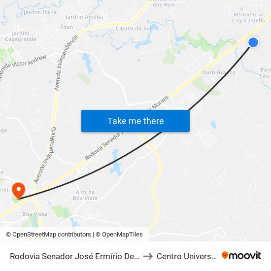 Rodovia Senador José Ermírio De Moraes 16 Itu - SP Brasil to Centro Universitário Facens map