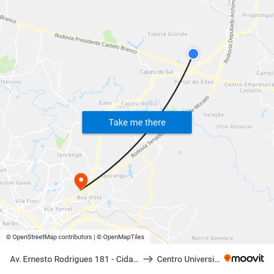 Av. Ernesto Rodrigues 181 - Cidade Nova II Itu - SP Brasil to Centro Universitário Facens map