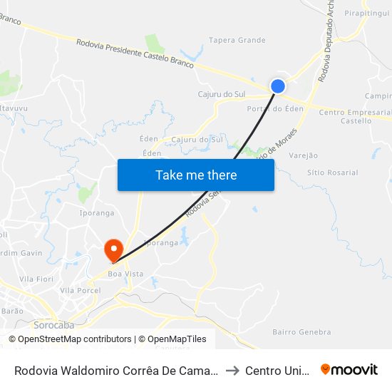Rodovia Waldomiro Corrêa De Camargo 2300 - Jardim Novo Mundo Itu - SP Brasil to Centro Universitário Facens map