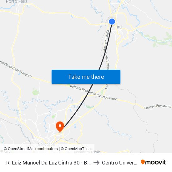 R. Luiz Manoel Da Luz Cintra 30 - Bairro Progresso Itu - SP Brasil to Centro Universitário Facens map