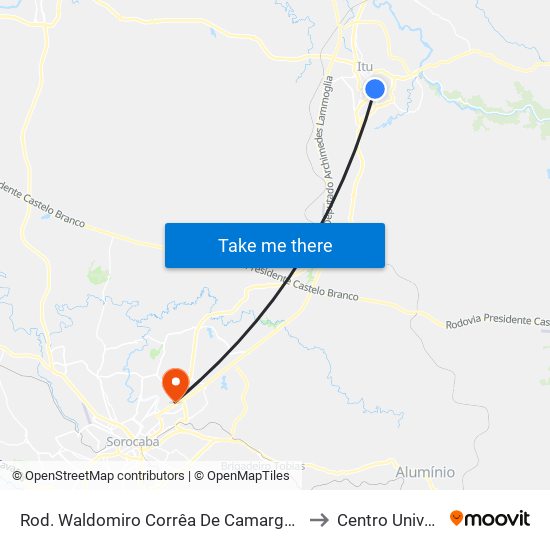Rod. Waldomiro Corrêa De Camargo 39 - Centro Itu - SP 13309-300 Brasil to Centro Universitário Facens map