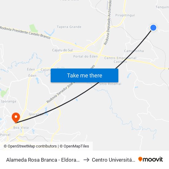 Alameda Rosa Branca - Eldorado Itu - SP Brasil to Centro Universitário Facens map