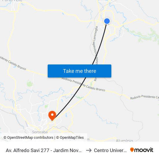 Av. Alfredo Savi 277 - Jardim Novo Itu Itu - SP 13301-180 Brasil to Centro Universitário Facens map